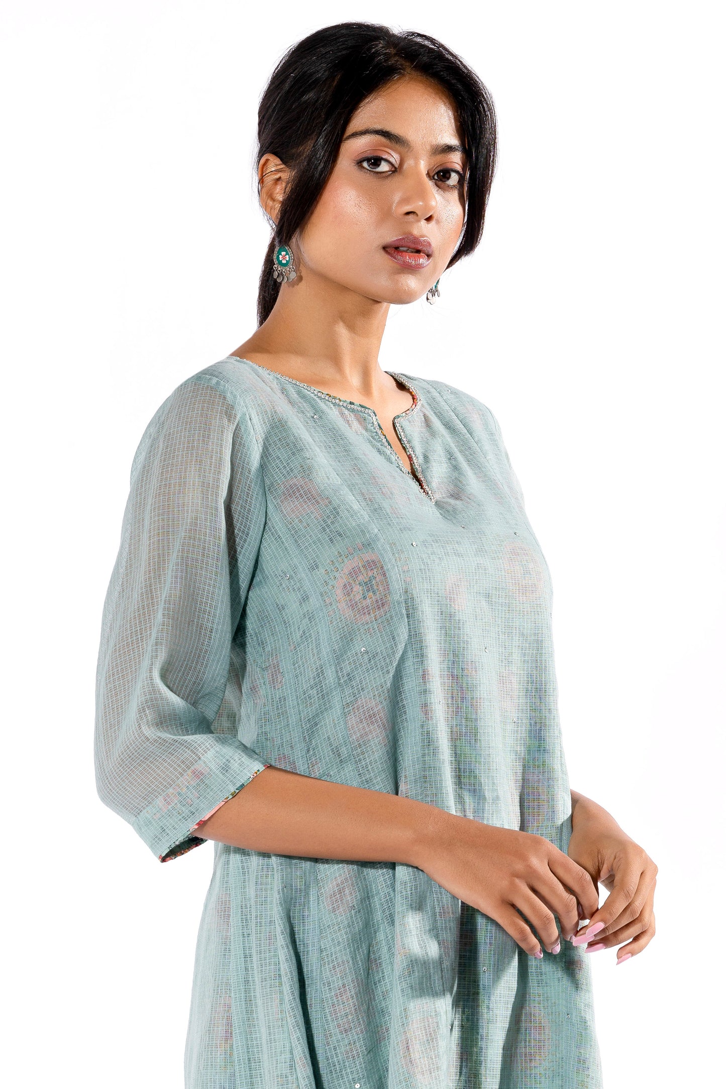 Blue hand block printed kurta