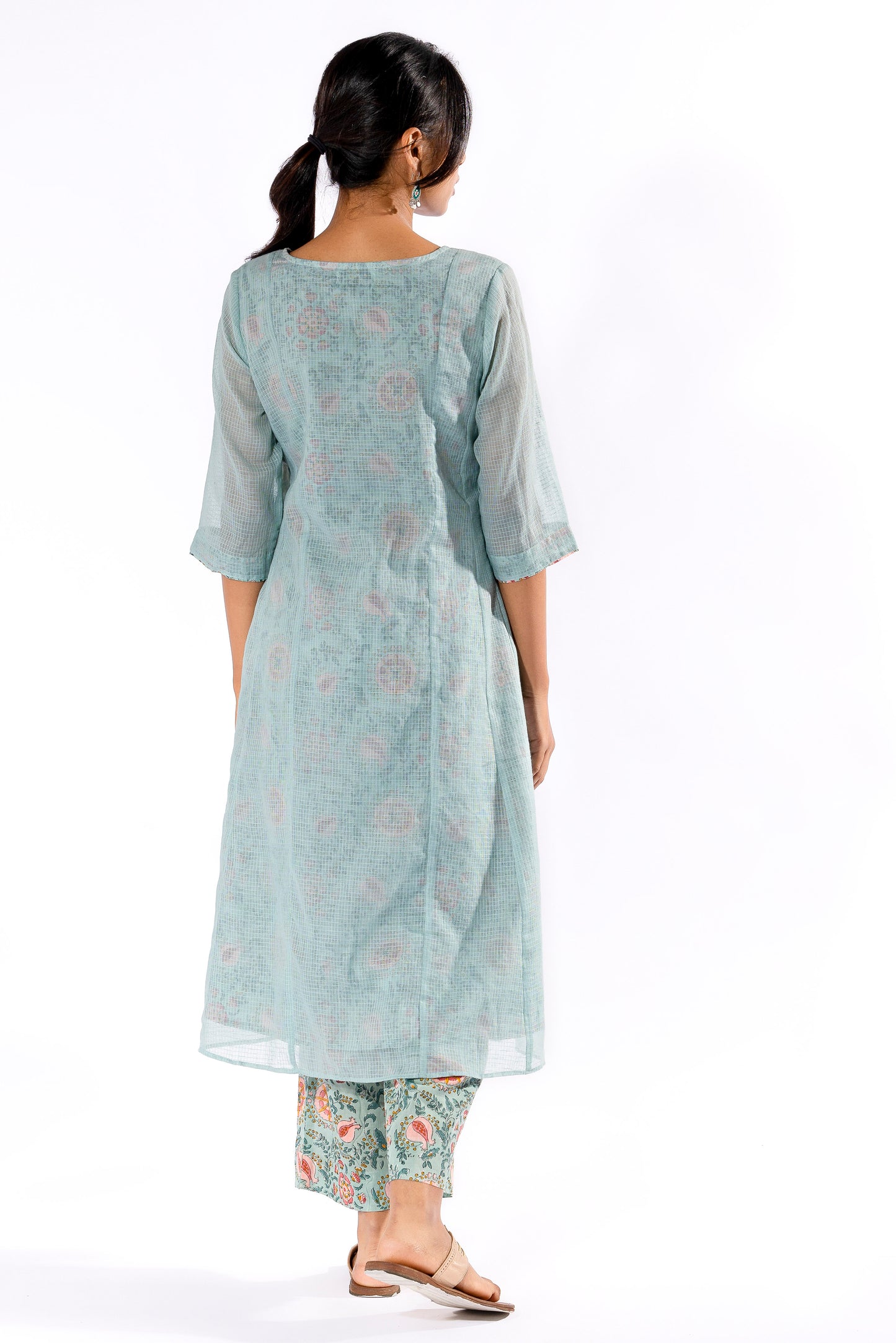 Blue hand block printed kurta
