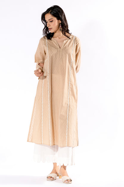 Beige embroidered Kurta