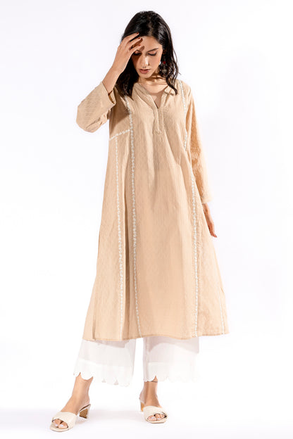 Beige embroidered Kurta