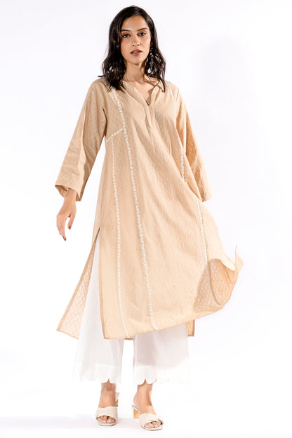 Beige embroidered Kurta