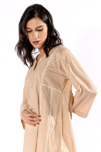 Beige embroidered Kurta