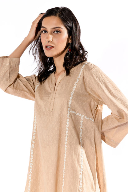 Beige embroidered Kurta