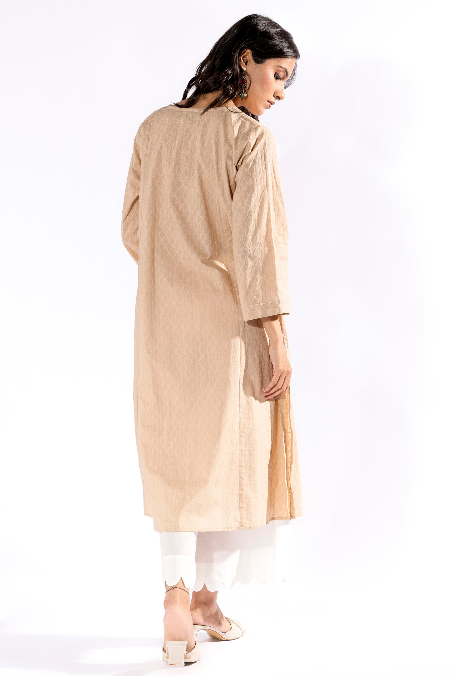 Beige embroidered Kurta