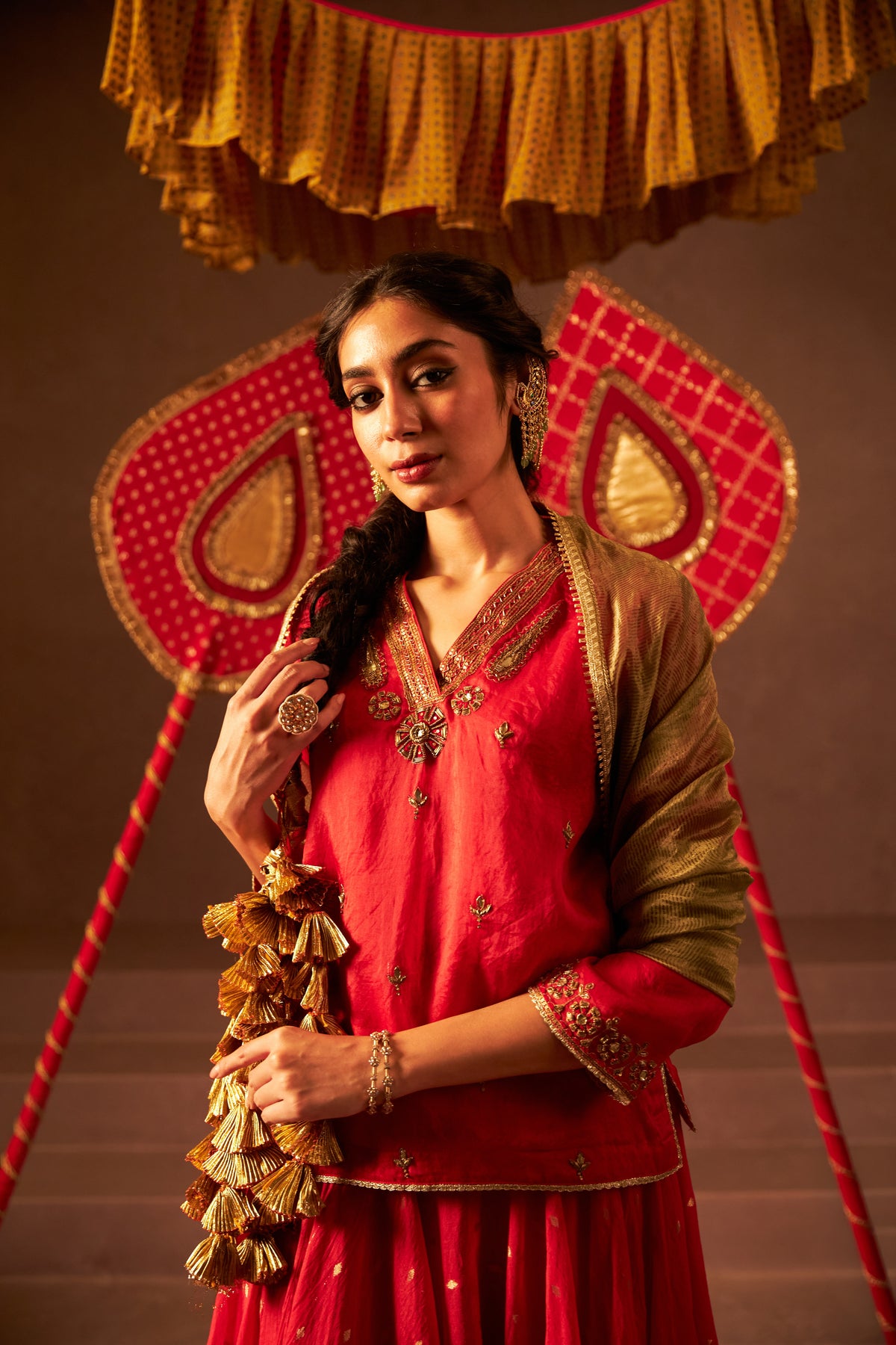 Chingari Rani Embroidered Kurta Set- Set of 3 - 4