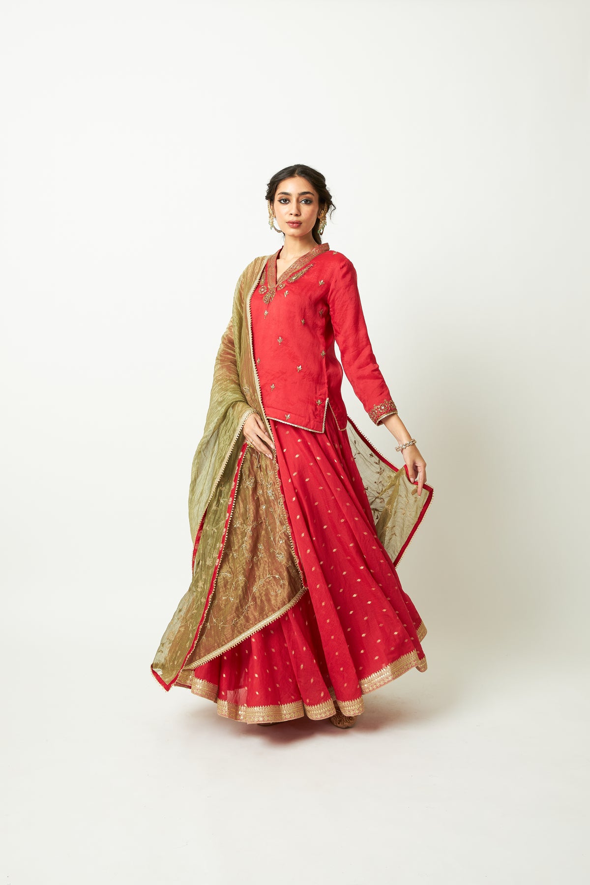 Chingari Rani Embroidered Kurta Set- Set of 3 - 9