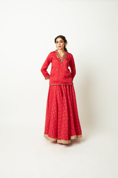 Chingari Rani Embroidered Kurta Set- Set of 3 - 11
