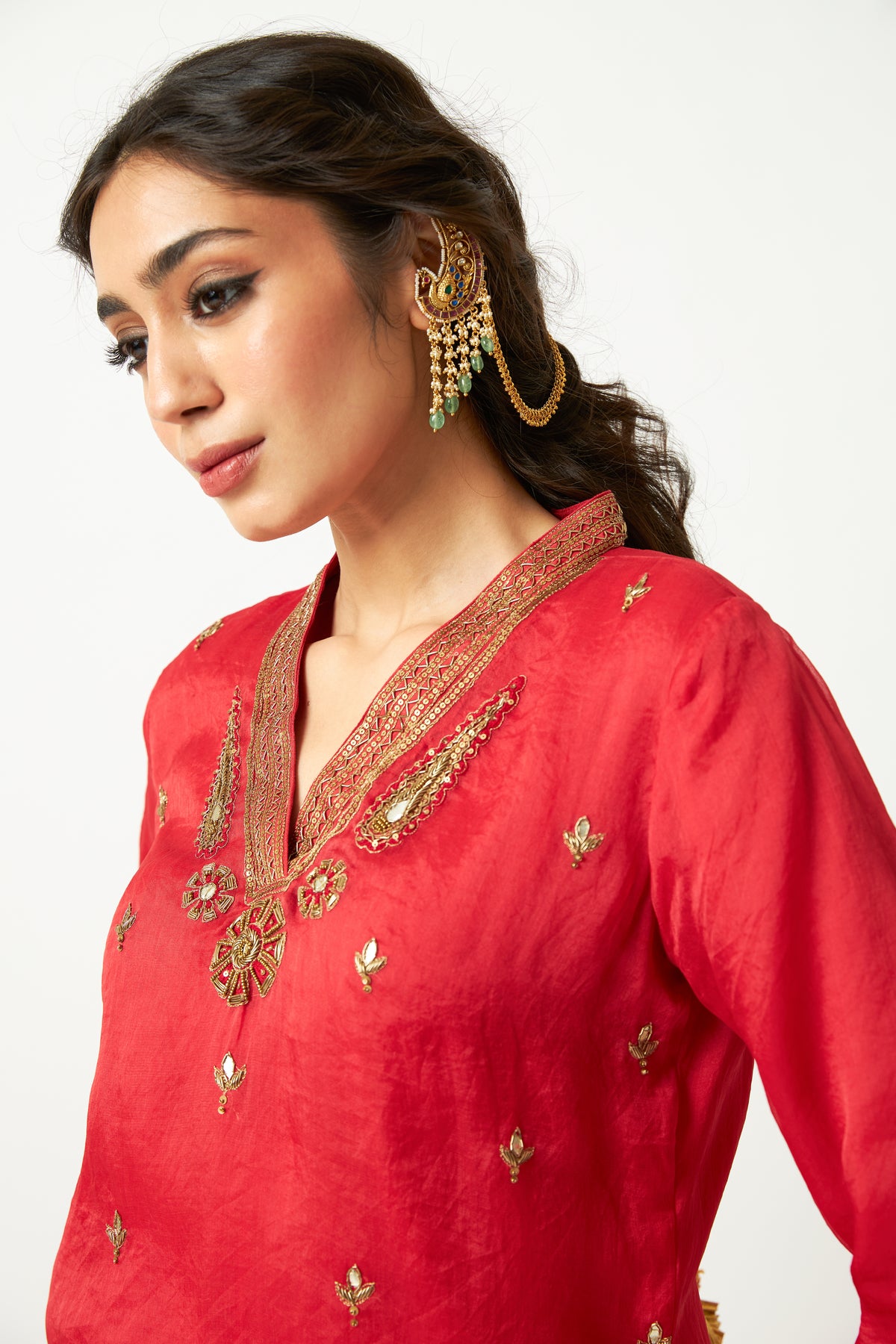 Chingari Rani Embroidered Kurta Set- Set of 3 - 13