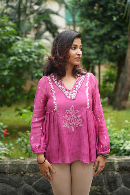 Origami chikankari top