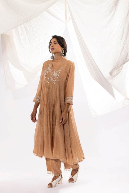 FRENCH BEIGE CHIKANKARI KURTA