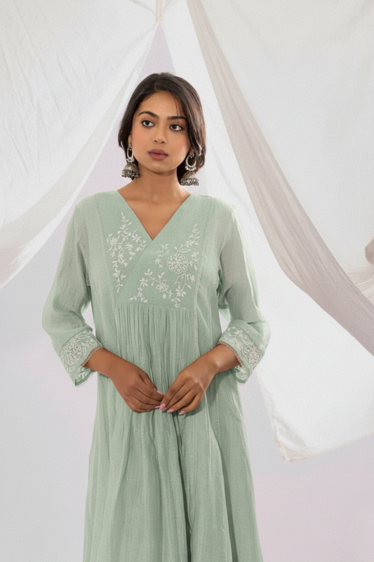 Light Aqua Chikankari Set