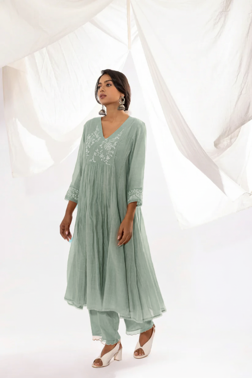 Light Aqua Chikankari Set