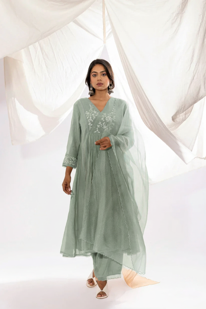 Light Aqua Chikankari Set