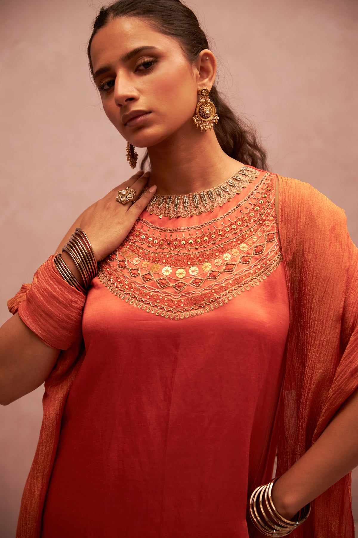 Jhilmil Embroidered Kurta Set- Set of 3 - 2