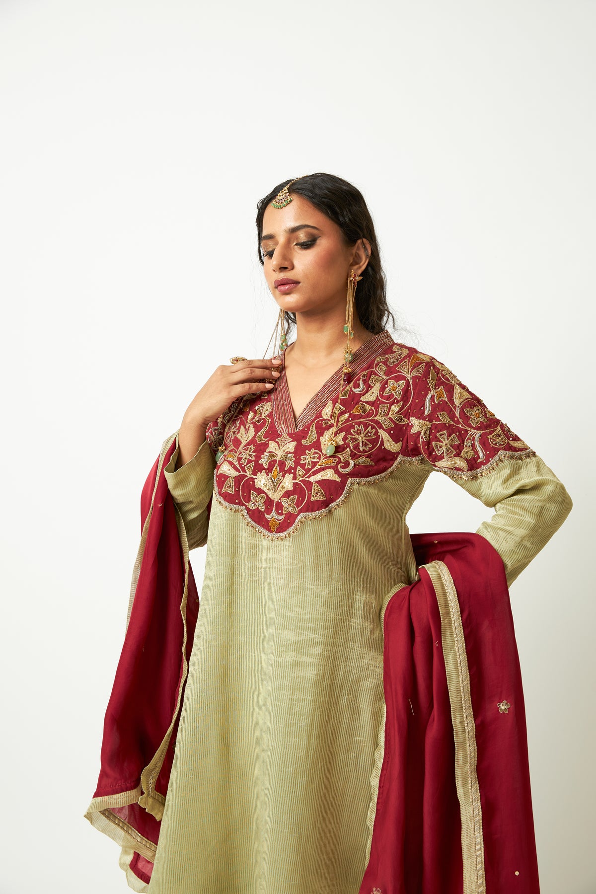 Koyal Rani Embroidered Kurta Set- Set of 3 - 8