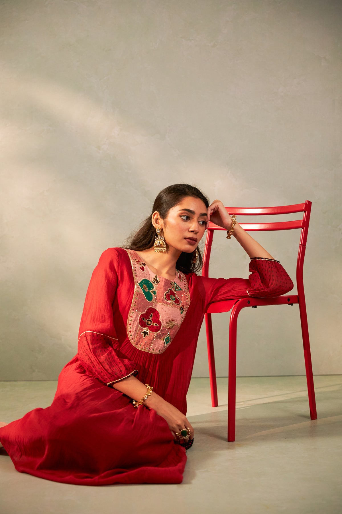 Kumkum Embroidered Kurta Set- Set of 3