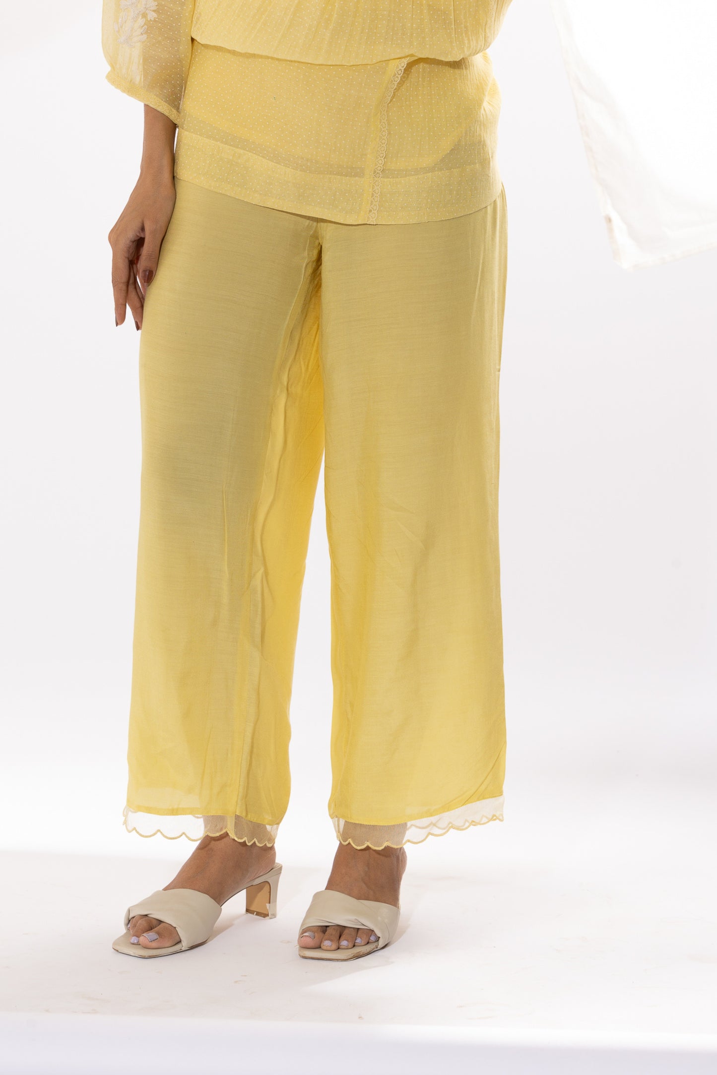 LEMON YELLOW EMBROIDERED PANTS
