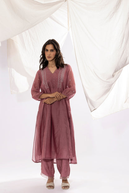 LILAC CHIKANKARI KURTA