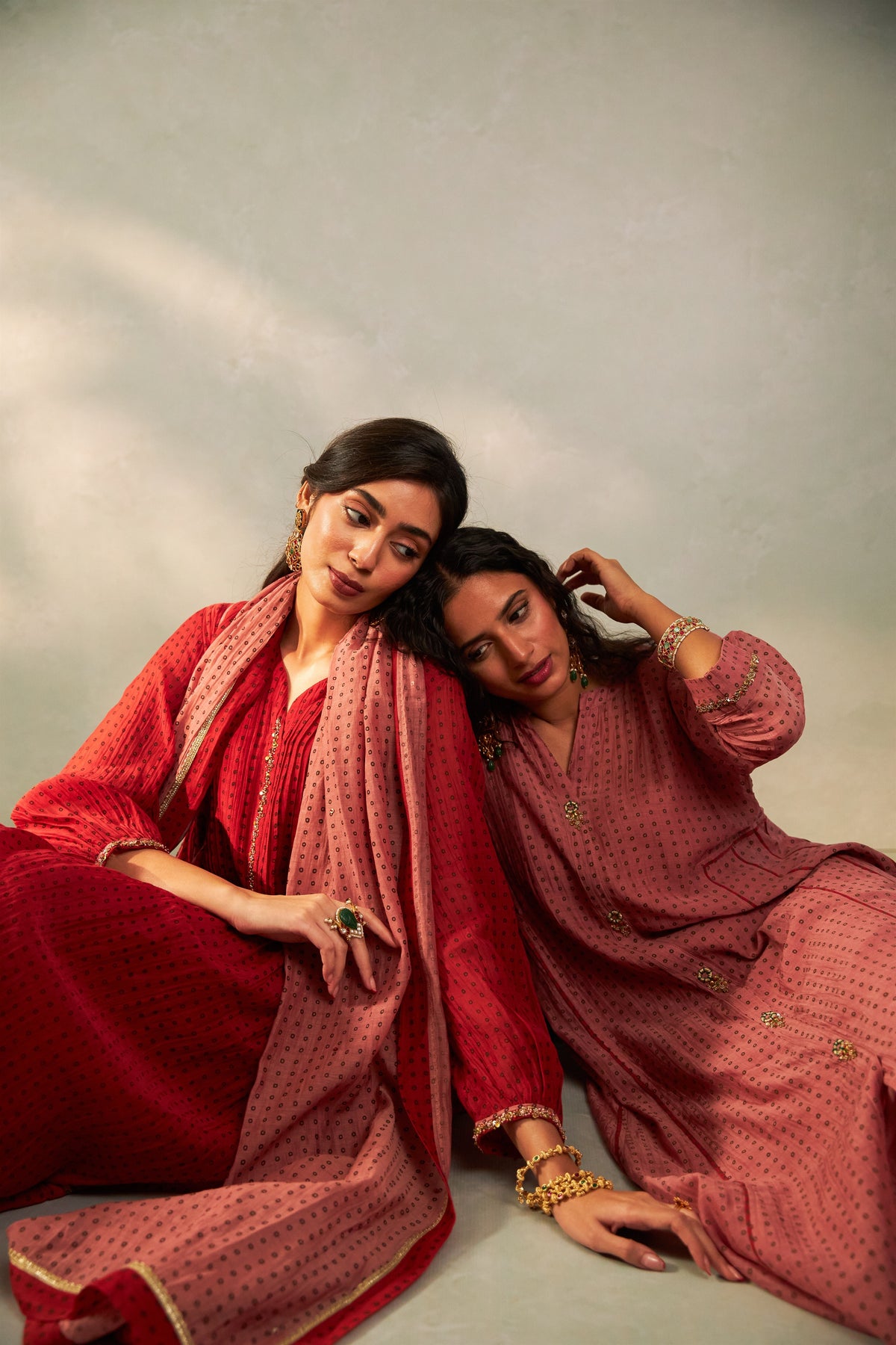 Laal Gulal Embroidered Kurta Set- Set of 3