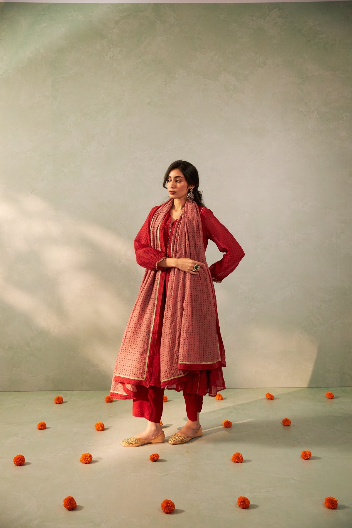 Laal Gulal Embroidered Kurta Set- Set of 3