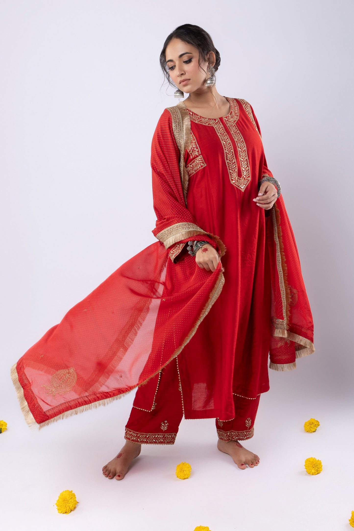 Lal Quila Embroidered dupatta