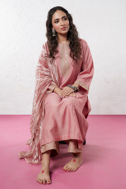 Lotus Embroidered Kurta Set