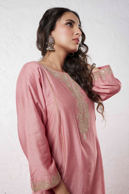 Lotus Embroidered Kurta Set