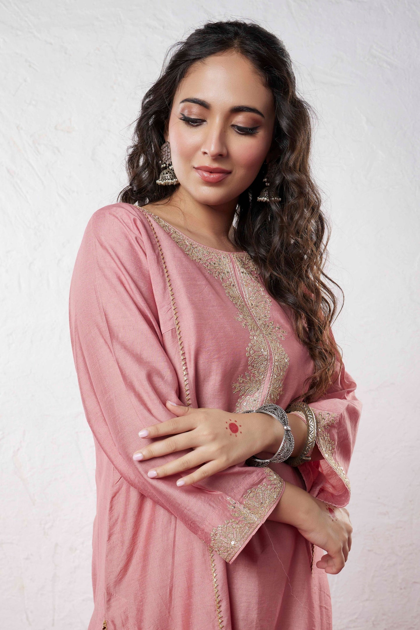 Lotus Embroidered Kurta Set