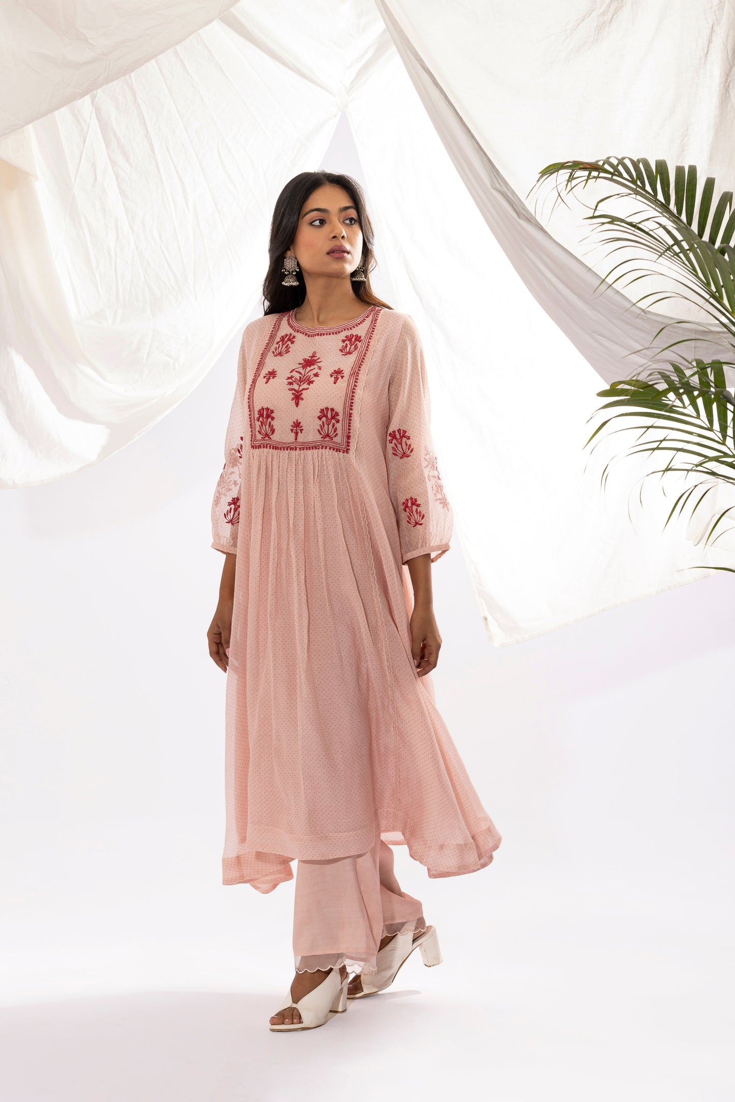 MISTY ROSE EMBROIDERED KURTA