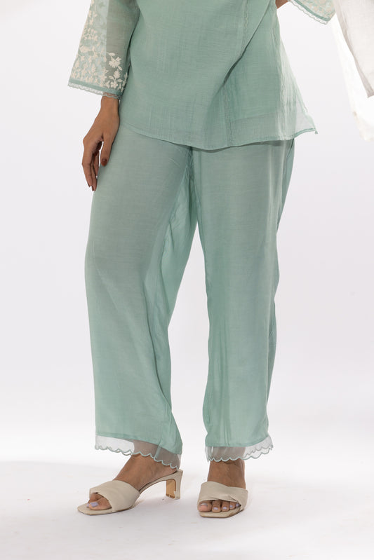 POWDER BLUE EMBROIDERED PANTS