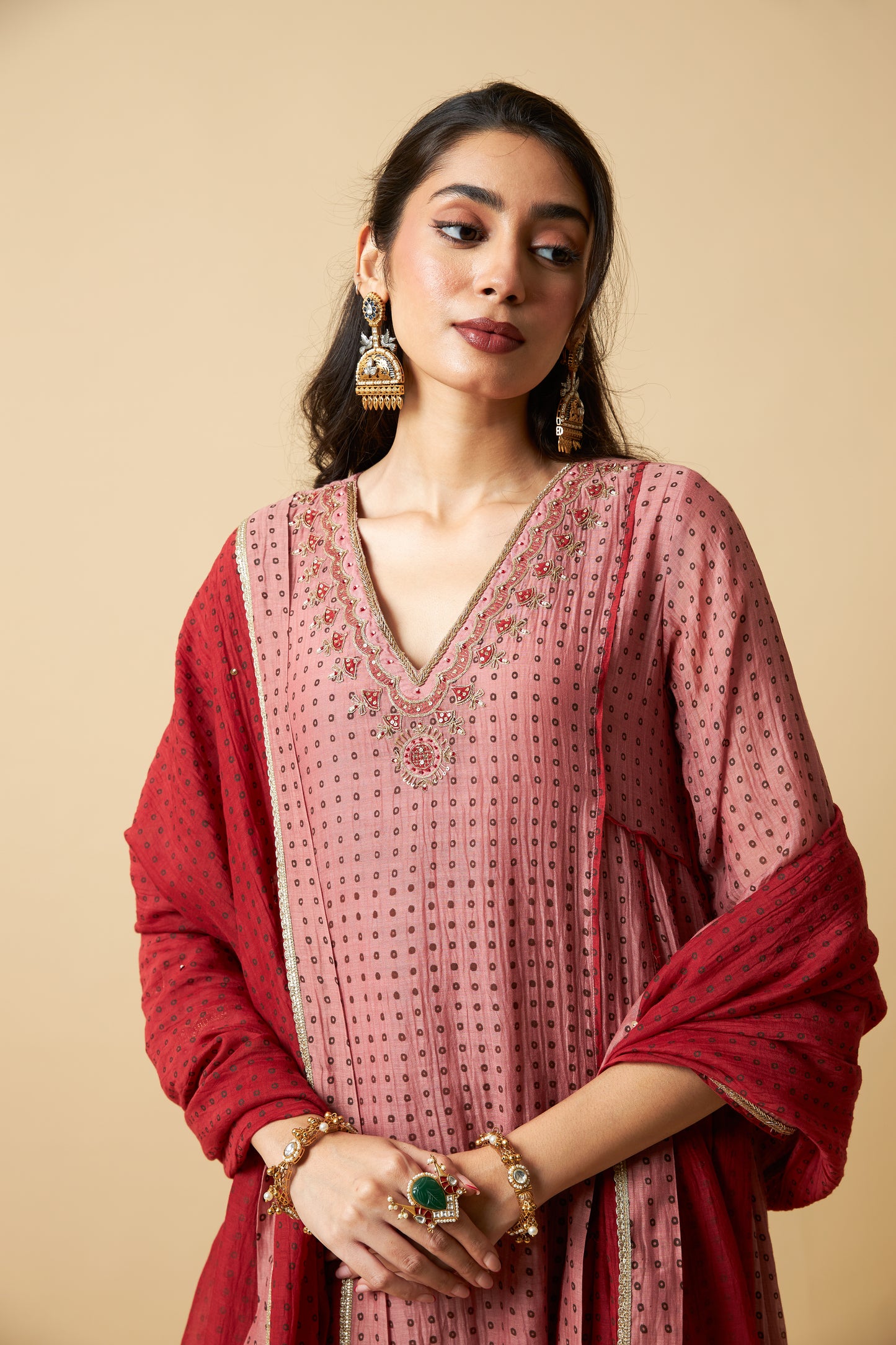 Bijli Begum Embroidered Kurta Set- Set of 3