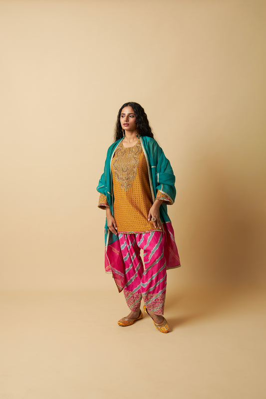 Basanti Bahaar Embroidered Kurta Set- Set of 3