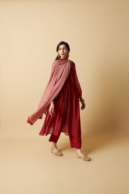 Laal Gulal Embroidered Dupatta