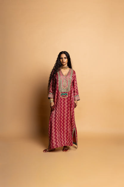 Rajsi Roop Embroidered Kaftan- Pink