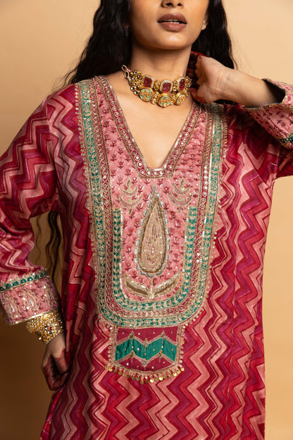 Rajsi Roop Embroidered Kaftan- Pink