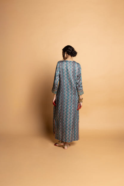 Rajsi Roop Embroidered Kaftan- Aqua
