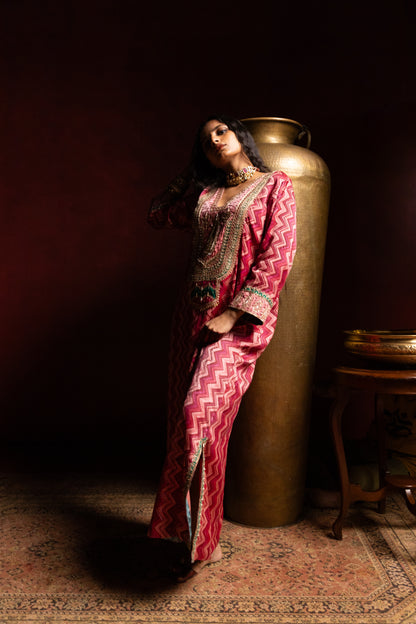 Rajsi Roop Embroidered Kaftan- Pink