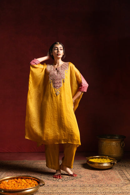 Ratnaanini embroidered kaftan- Mustard