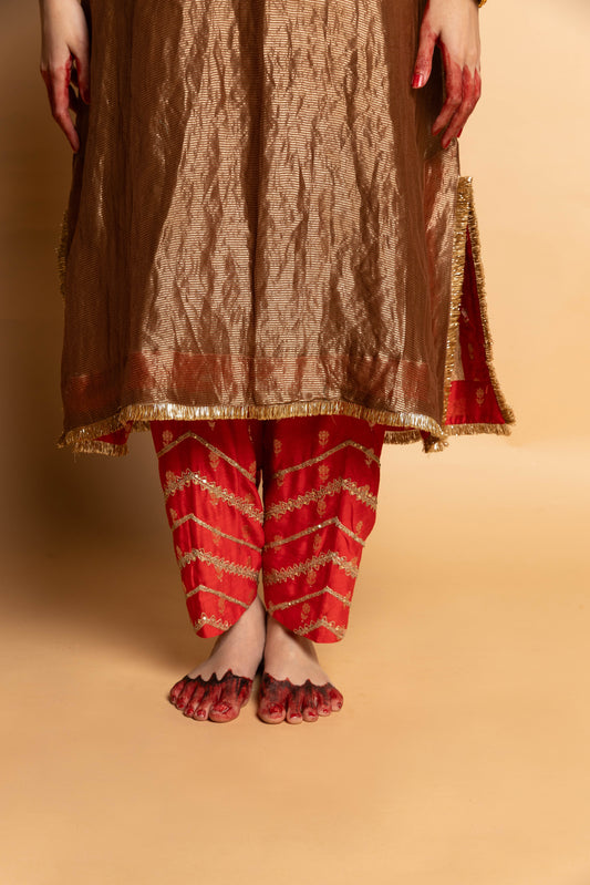 Nazakat embroidered Salwar- Red