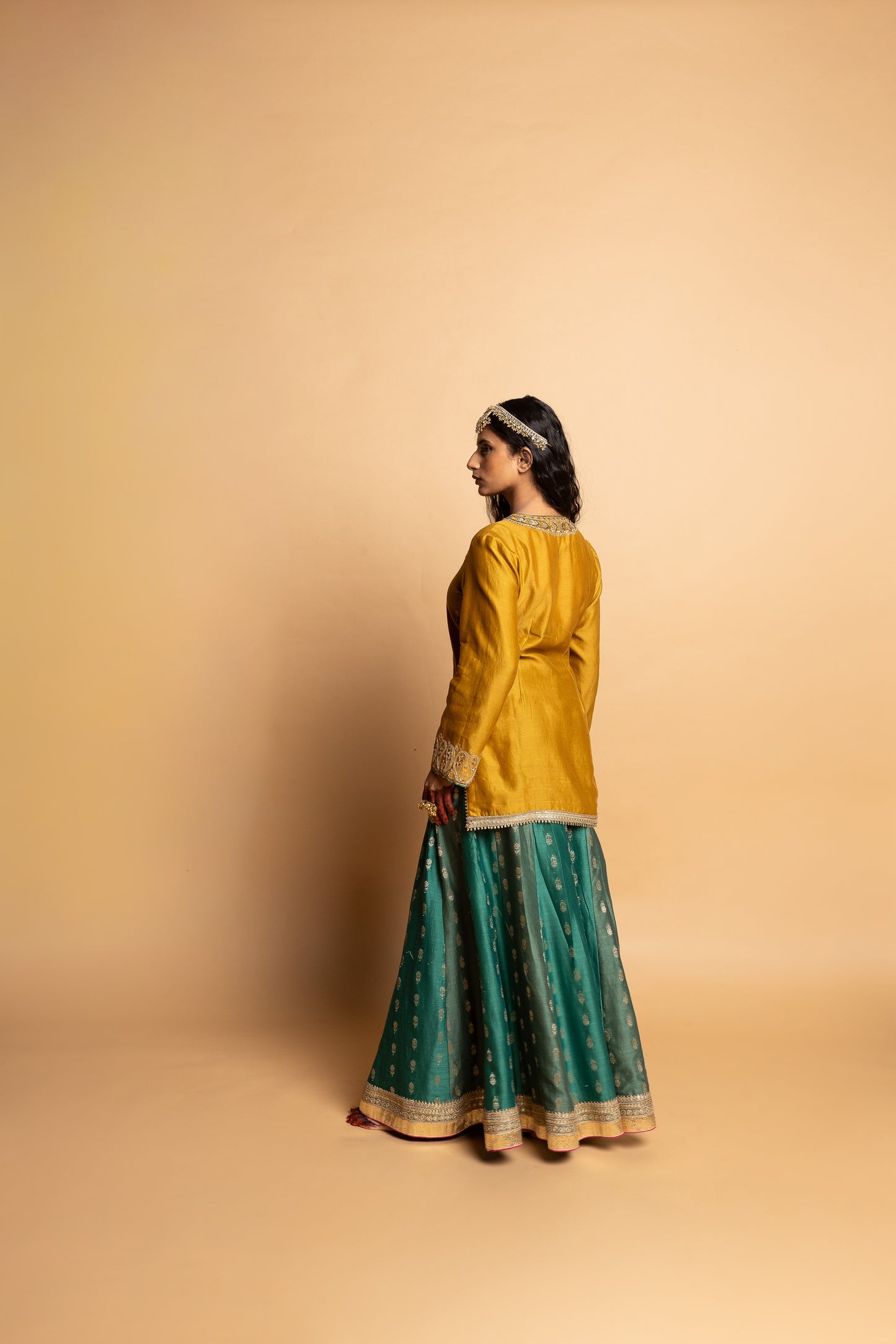 Hemangi embroidered kurta set- Mustard