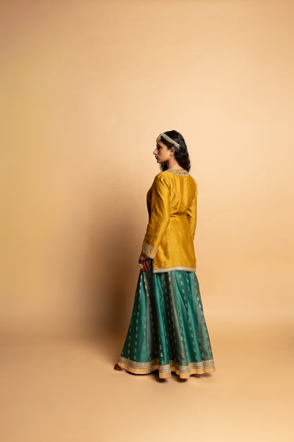 Hemangi embroidered kurta set- Mustard