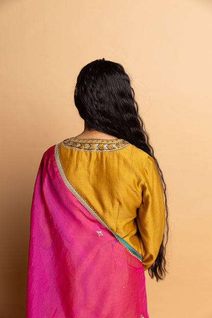 Hemangi embroidered kurta set- Mustard