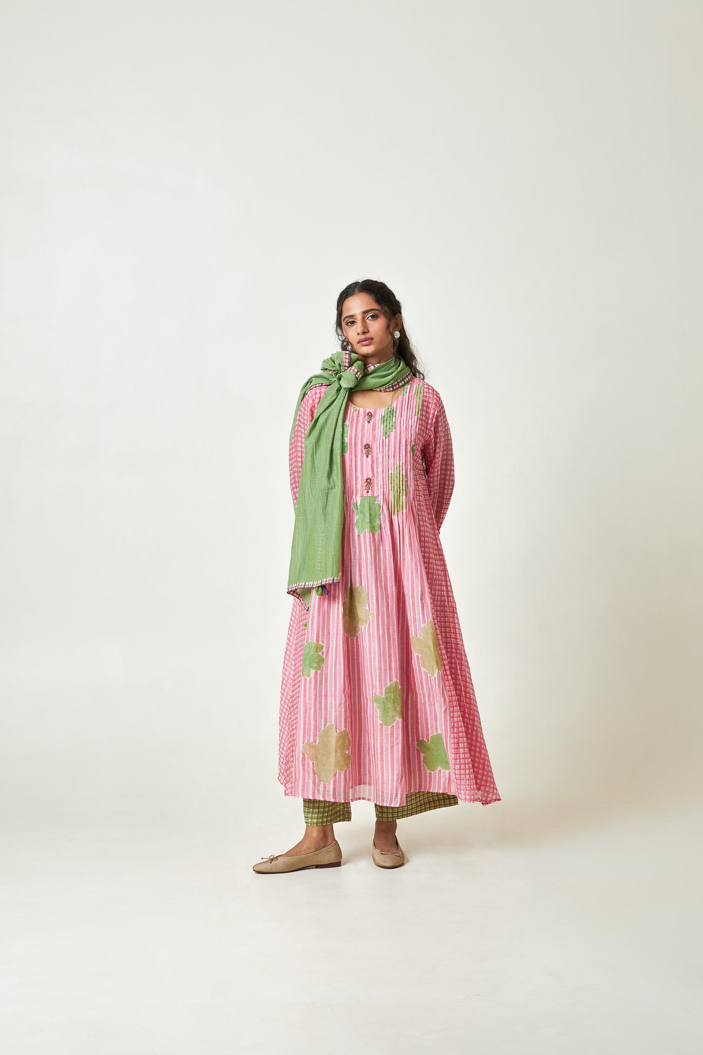 Cherry Blossom Block printed  kurta set- Set of 3