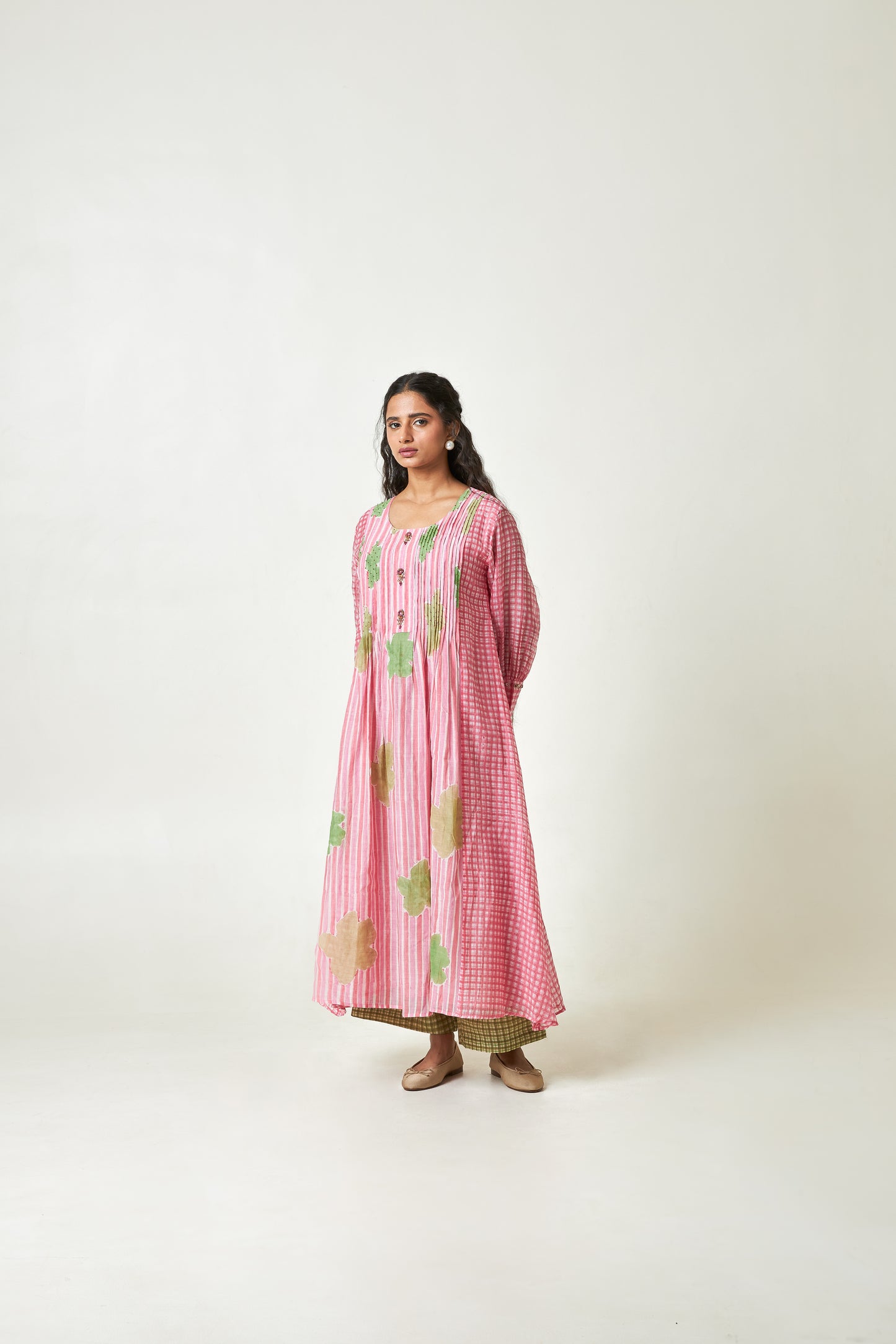 Cherry Blossom Block printed  kurta set- Set of 3