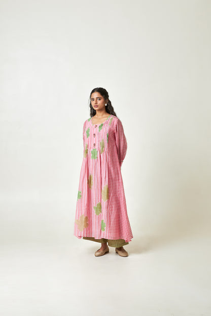 Cherry Blossom Block printed  kurta set- Set of 3