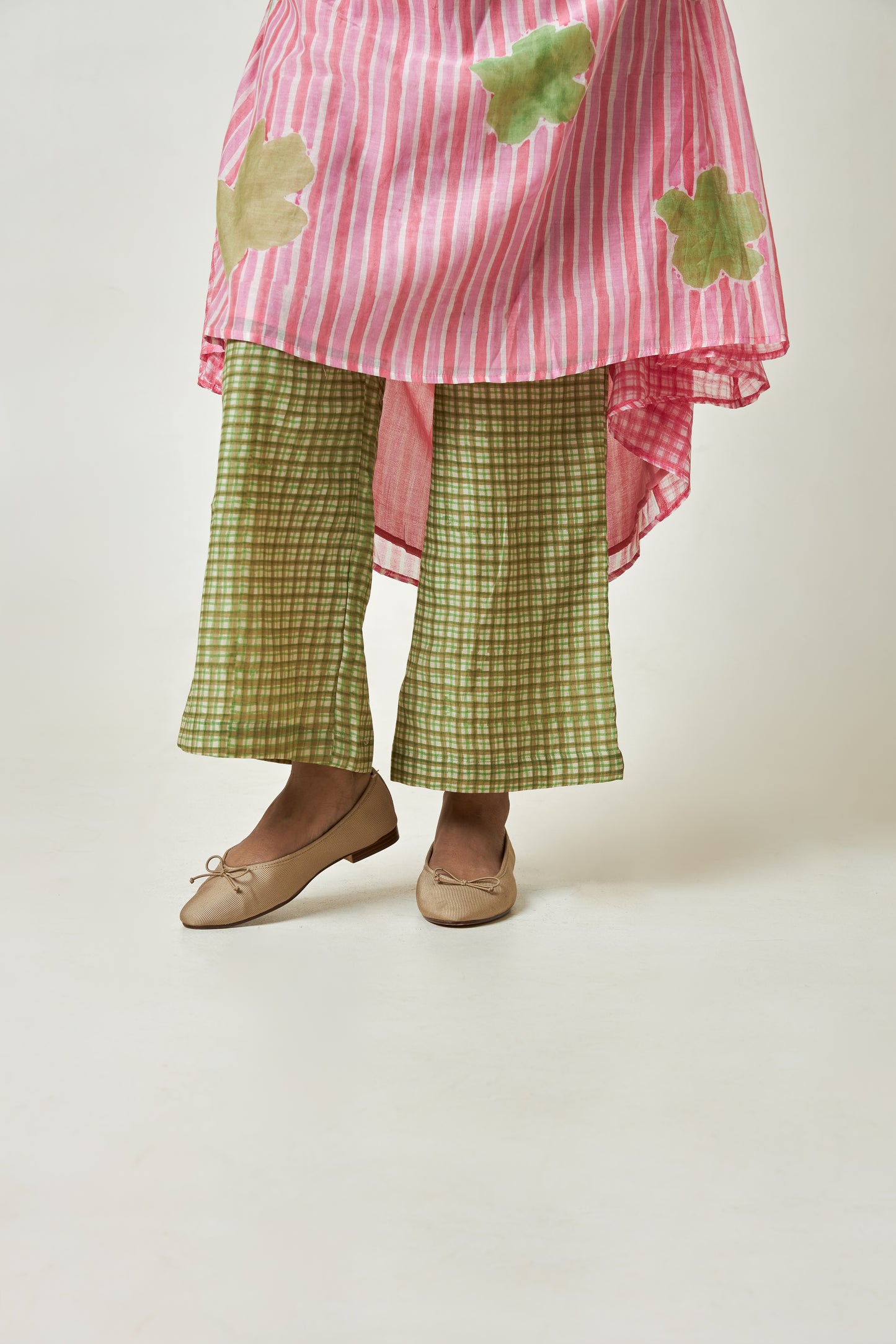 Cherry Blossom Block printed  kurta set- Set of 3