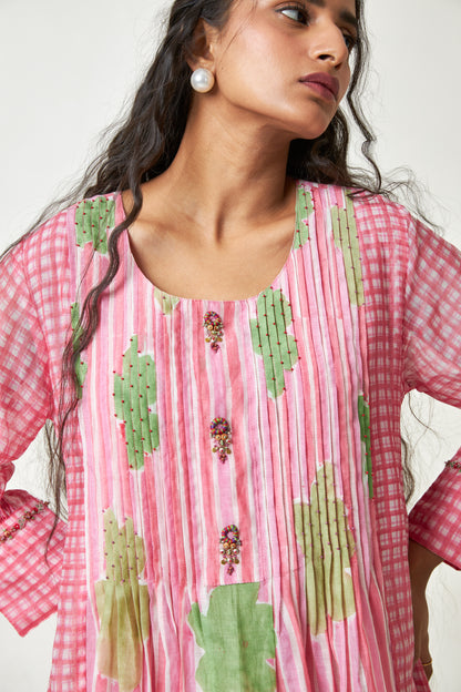 Cherry Blossom Block printed  kurta set- Set of 3