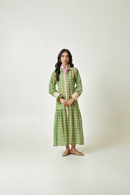 Summer Leaf Block Printed Dress