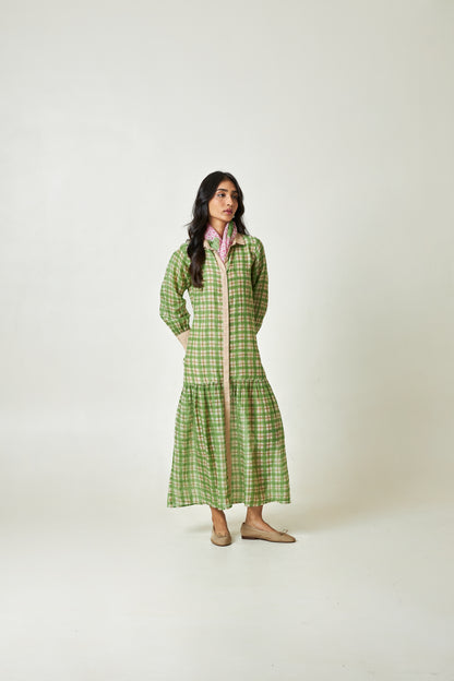 Summer Leaf Block Printed Dress