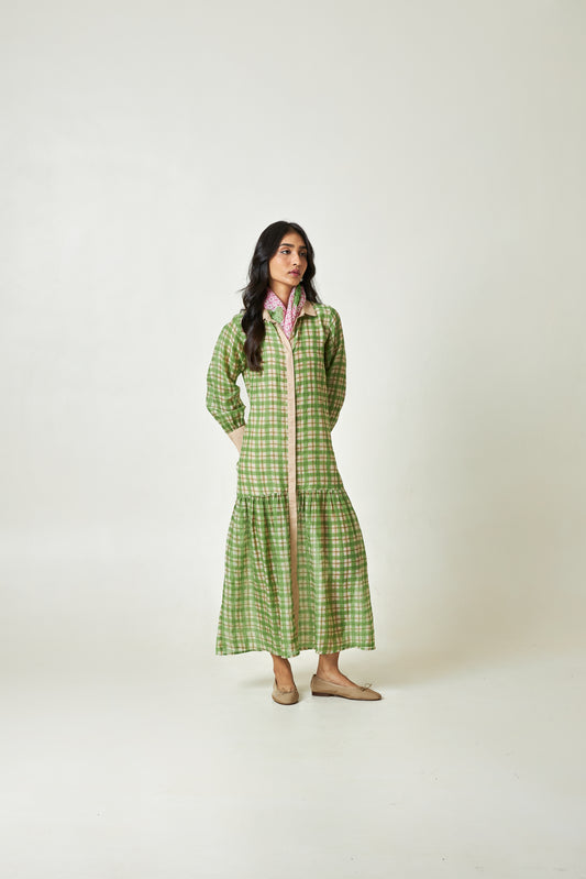 Summer Leaf Block Printed Dress